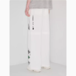 Ample Hand-painted graffiti print patchwork cream-white wide-leg sweatpants - Image 2